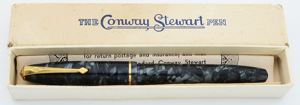 Conway Stewart 85 Fountain Pen (1950s) - Marbled Blue, Italic 14k